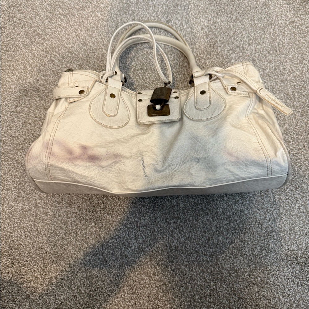 Chic White Leather Satchel